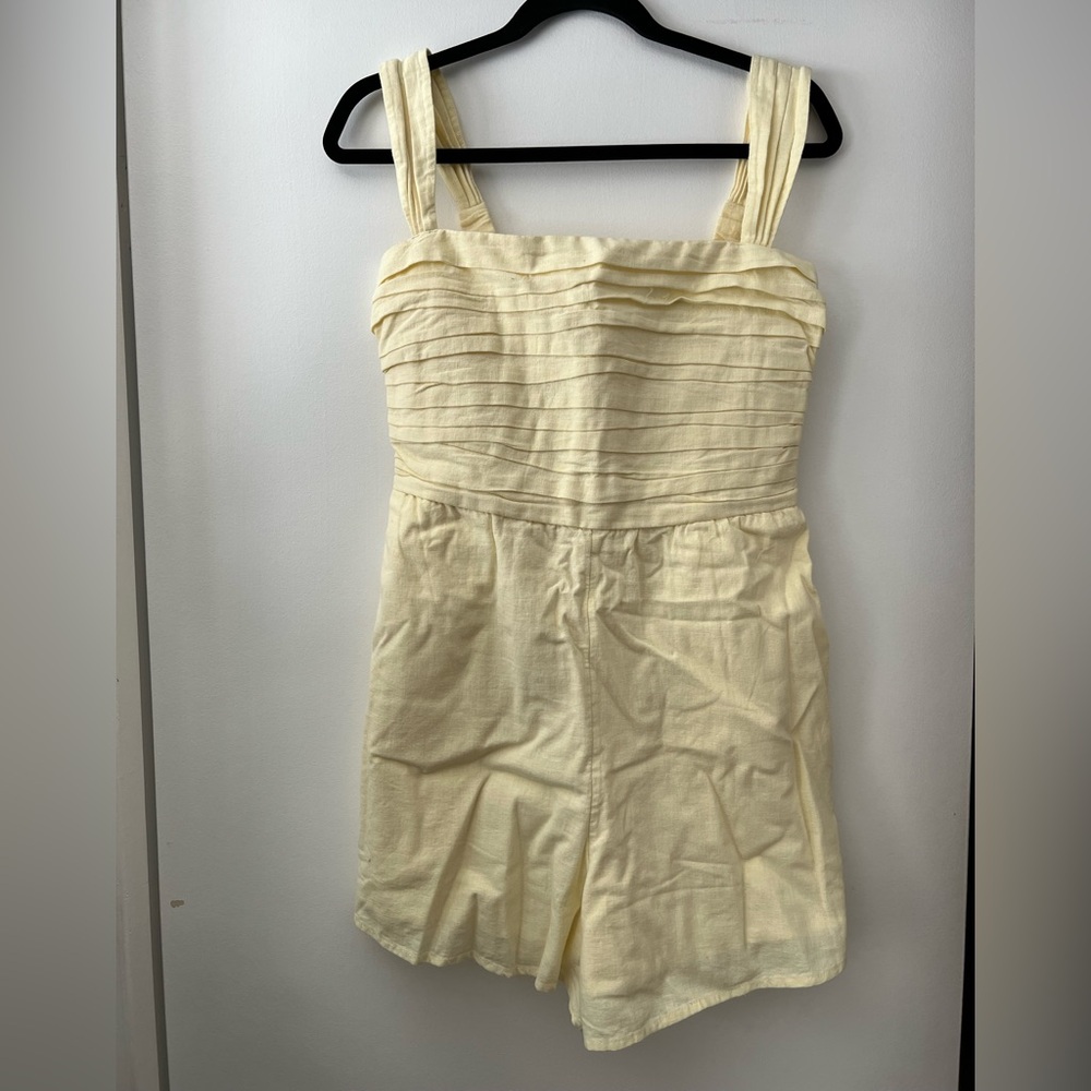 Abercrombie & Fitch Pale Yellow Smocked Strap Romper